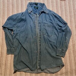 Hunt Club Vintage Blue Denim Button-Down Shirt